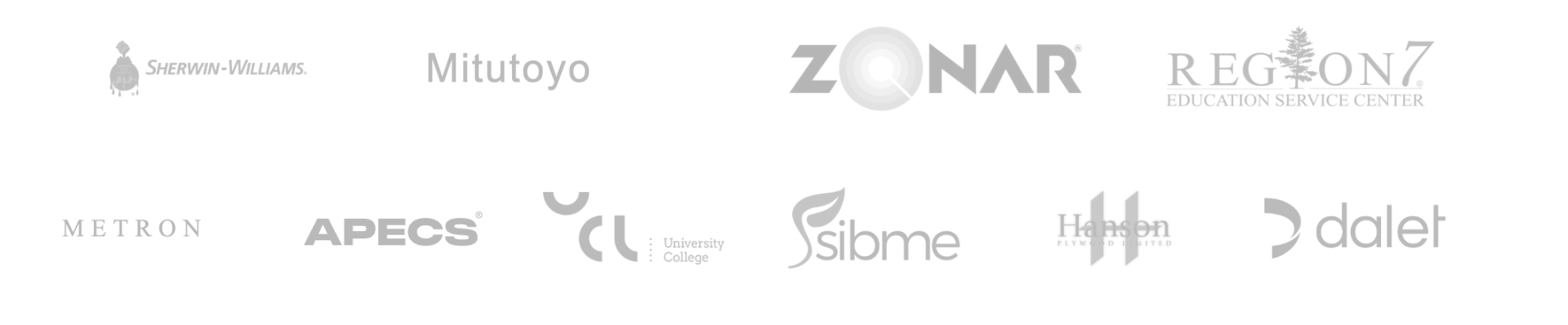 Trusted by Sherwin-Williams, Mitutoyo, Zonar, Region 7 Education Service Center, Metron, APECS, UCL University College, Sibme, Hanson, and Dalet