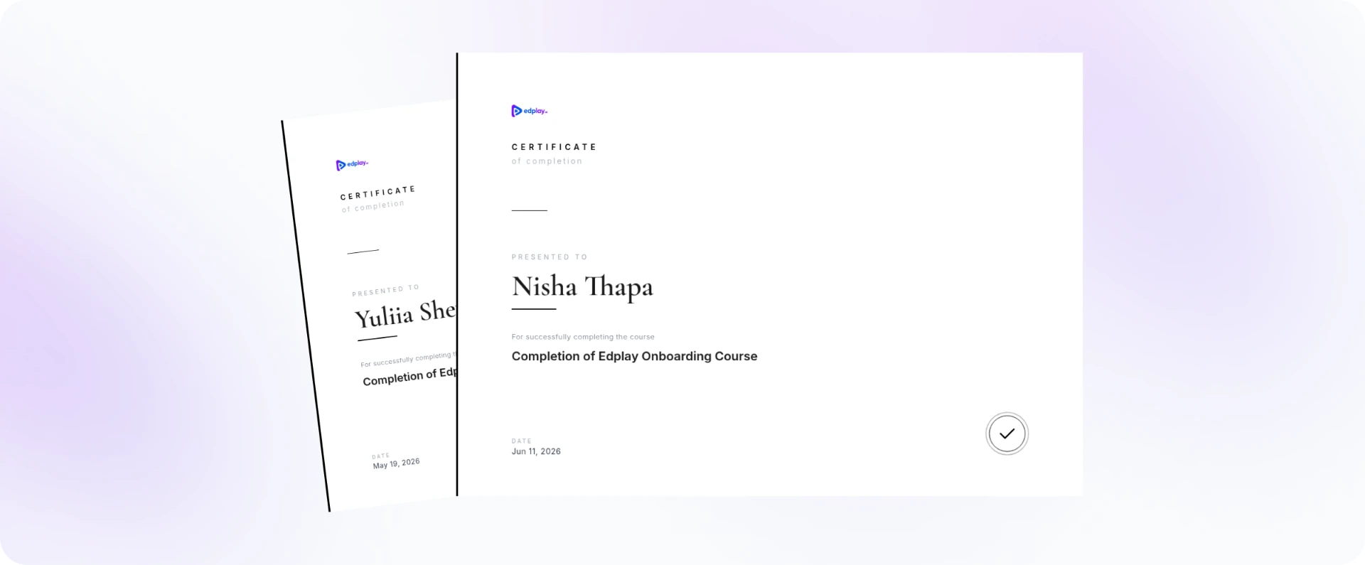 Branded certificates generated by Edplay.ai