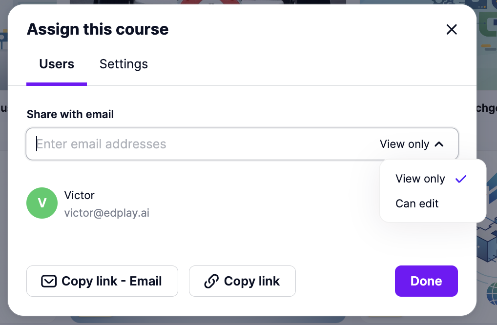 Assign Course Permissions Asset