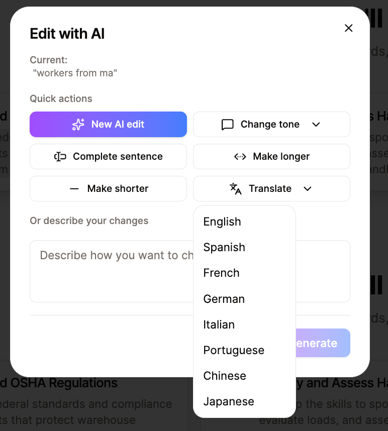 Translate to Other Languages Asset